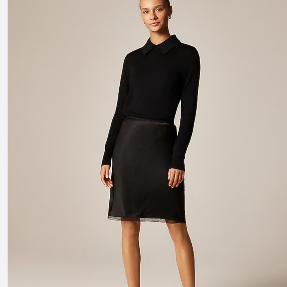 J Crew Gwen knee-length slip skirt in viscose charmeuse CI656 Size XL NWT Black